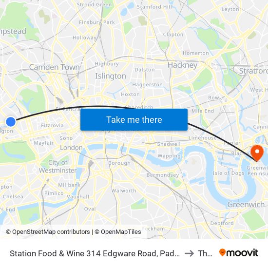 Station Food & Wine 314 Edgware Road, Paddington, London, W2   1dy to The O2 map