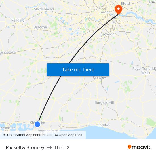 Russell & Bromley to The O2 map