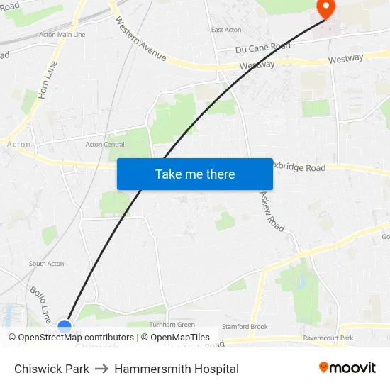 Chiswick Park to Hammersmith Hospital map