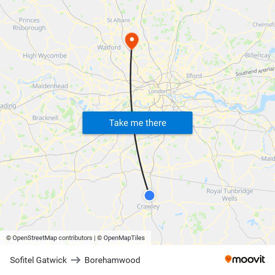 Sofitel Gatwick to Borehamwood map