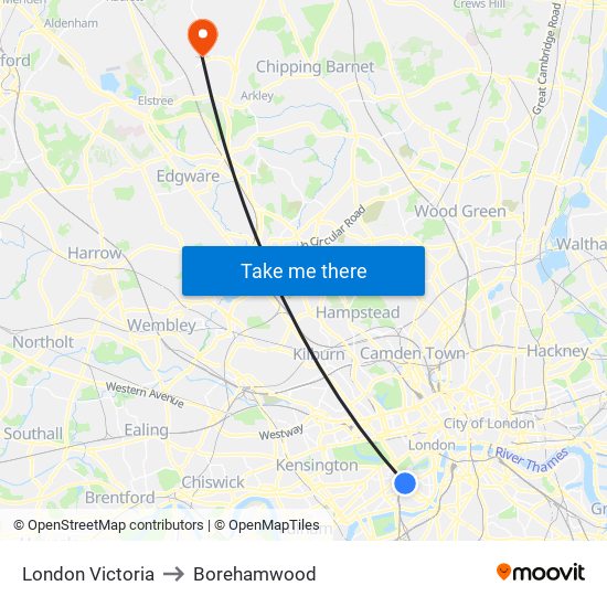 London Victoria to Borehamwood with public transportation