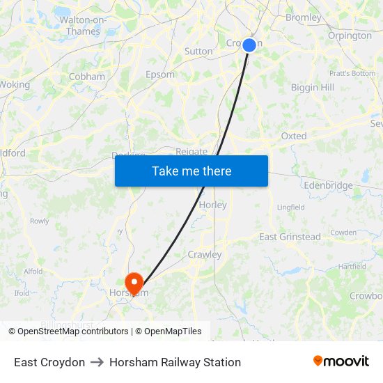 East Croydon to Horsham Railway Station map