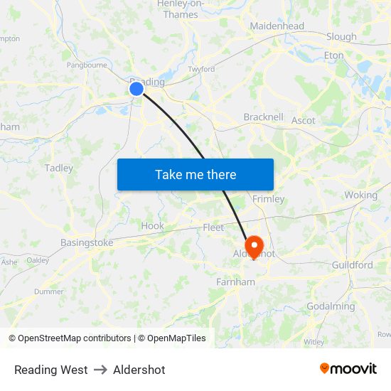 Reading West to Aldershot map