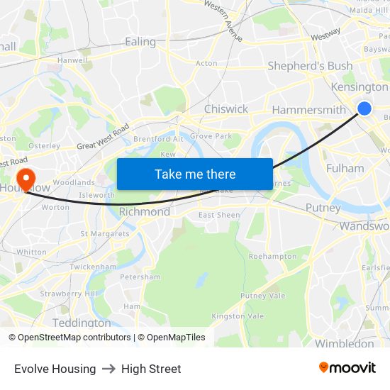 Evolve Housing to High Street map