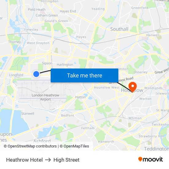 Heathrow Hotel to High Street map
