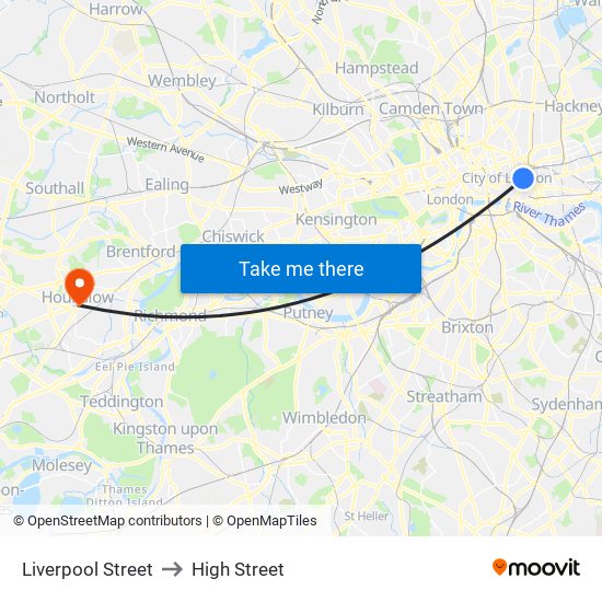 Liverpool Street to High Street map