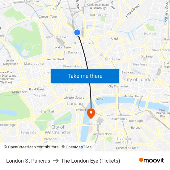 London St Pancras to The London Eye (Tickets) map