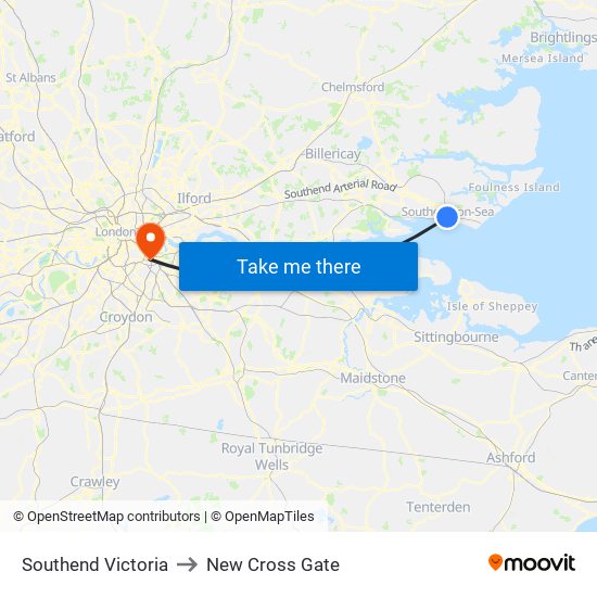 Southend Victoria to New Cross Gate map