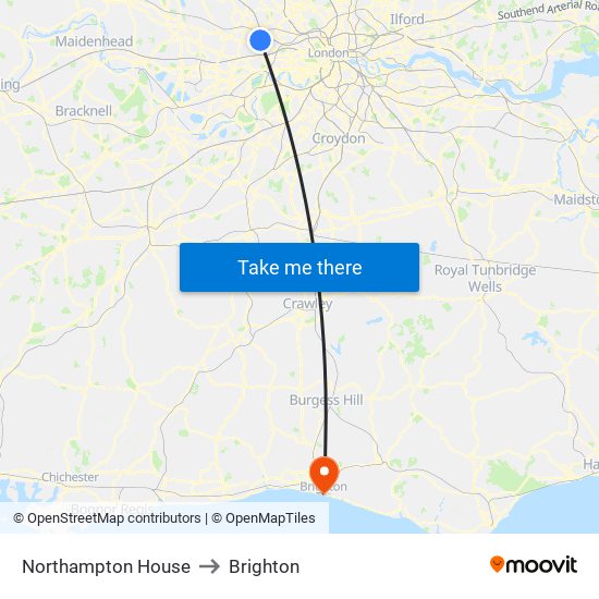 Northampton House to Brighton map