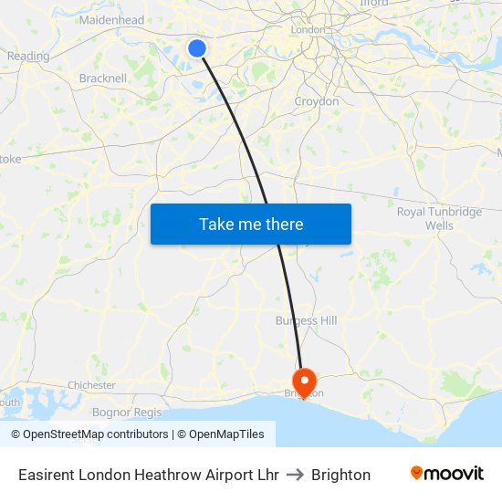 Easirent London Heathrow Airport Lhr to Brighton map