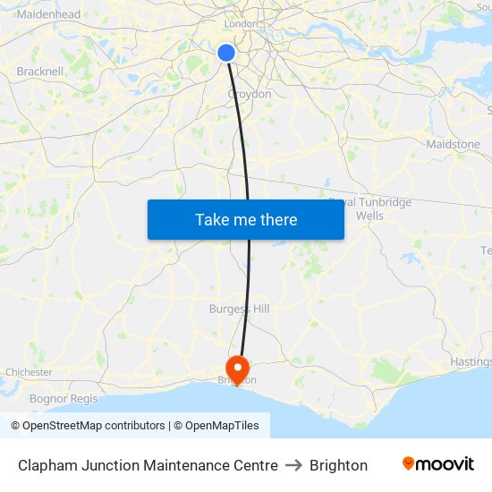 Clapham Junction Maintenance Centre to Brighton map