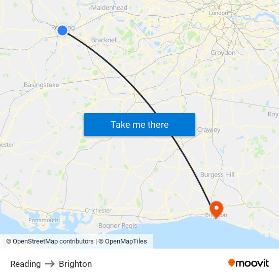 Reading to Brighton map
