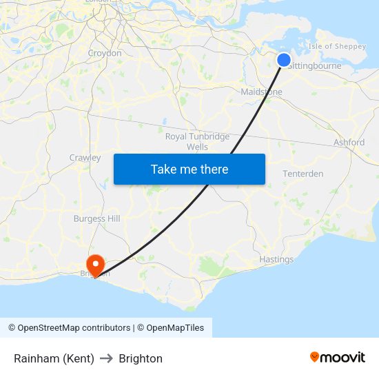 Rainham (Kent) to Brighton map