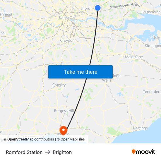 Romford Station to Brighton map