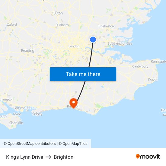 Kings Lynn Drive to Brighton with public transportation