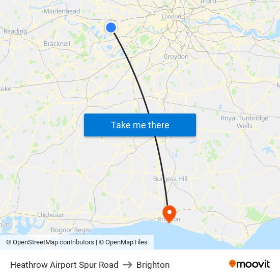 Heathrow Airport Spur Road to Brighton map