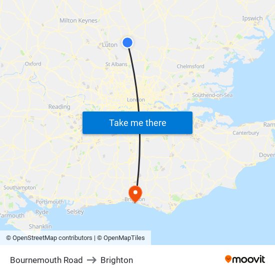 Bournemouth Road to Brighton map