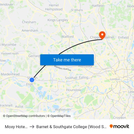 Slough Library to Barnet & Southgate College (Wood Street Centre) map