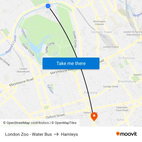 London Zoo - Water Bus to Hamleys map