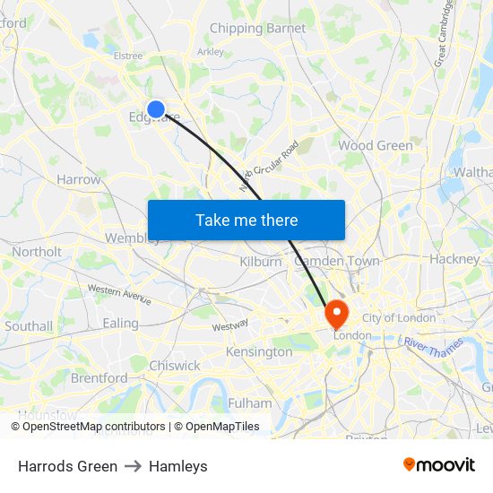 Harrods Green to Hamleys map