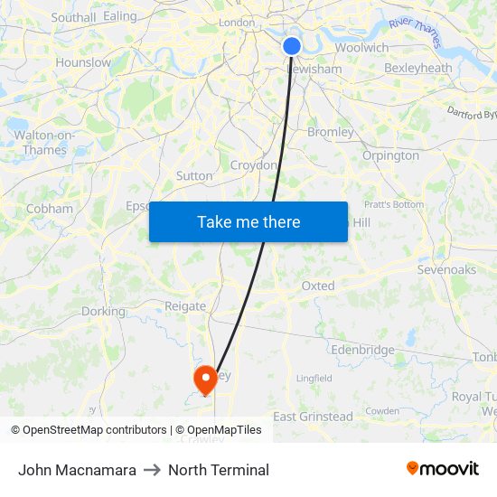 John Macnamara to North Terminal map
