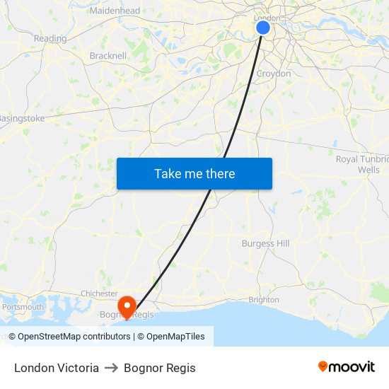 London Victoria to Bognor Regis map