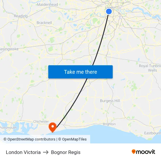 London Victoria to Bognor Regis map