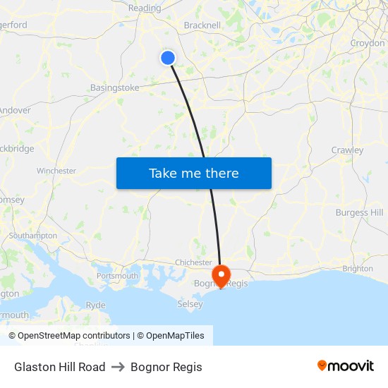 Glaston Hill Road to Bognor Regis map