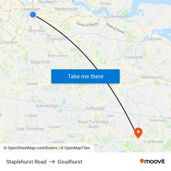 Staplehurst Road to Goudhurst map