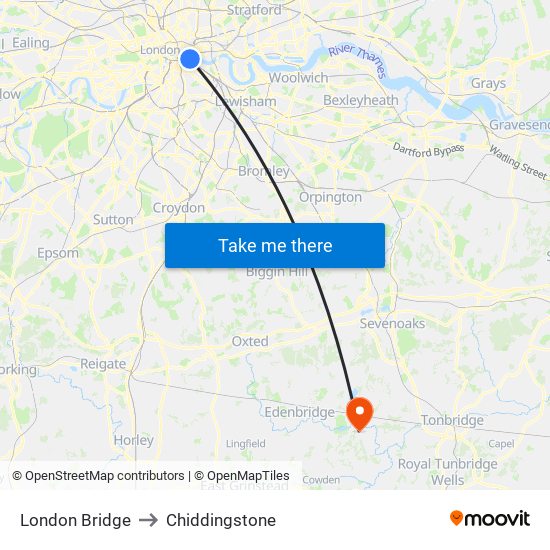 London Bridge to Chiddingstone map