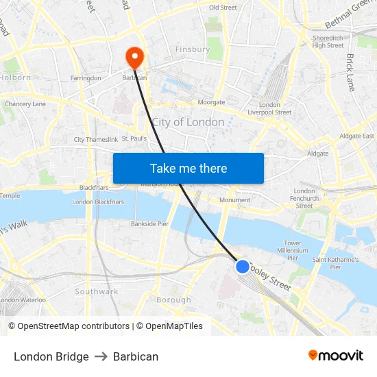 London Bridge to Barbican map