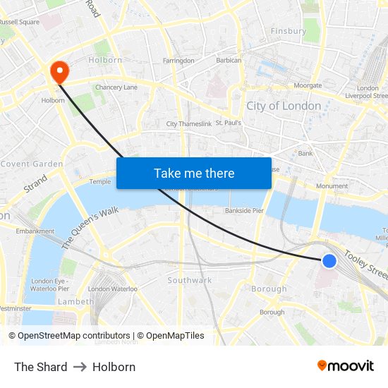 The Shard to Holborn map