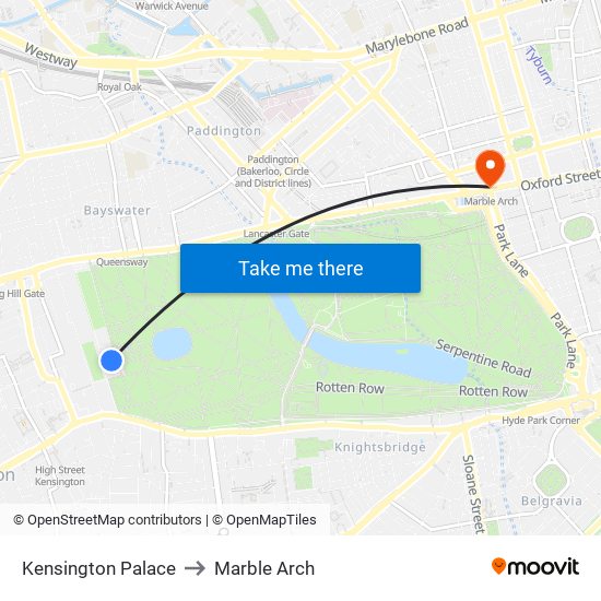 Kensington Palace to Marble Arch map