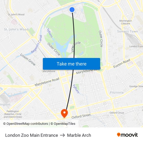 London Zoo Main Entrance to Marble Arch map