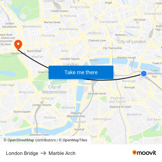 London Bridge to Marble Arch map