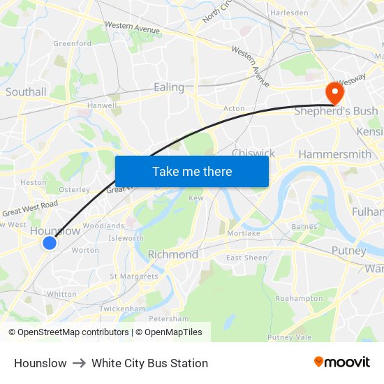 Hounslow to White City Bus Station with public transportation