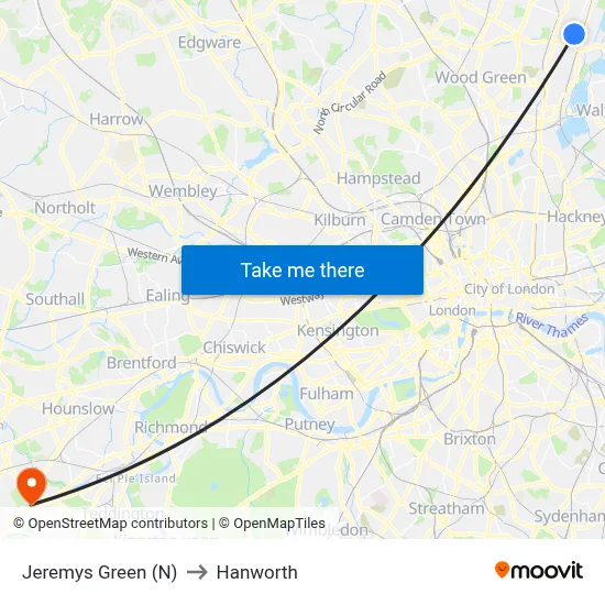 Jeremys Green (N) to Hanworth map