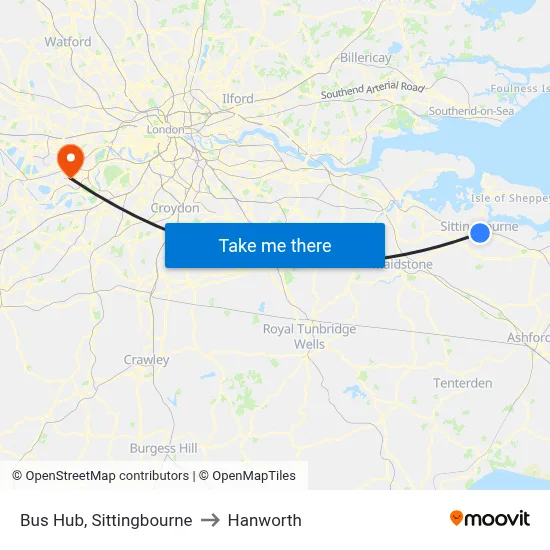Bus Hub, Sittingbourne to Hanworth map
