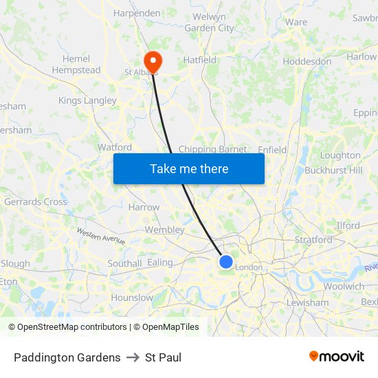 Paddington Exchange to St Paul map