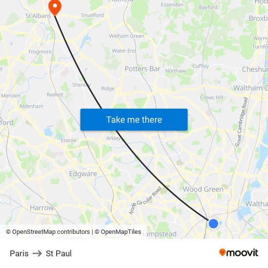 Paris to St Paul map