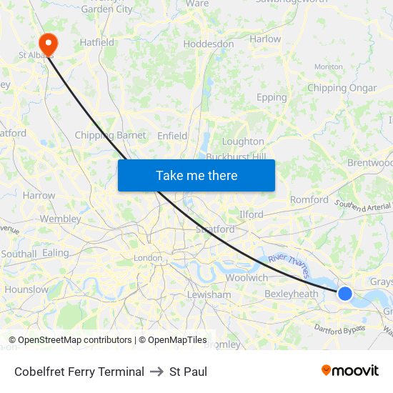 Colbert Ferry Terminal to St Paul map