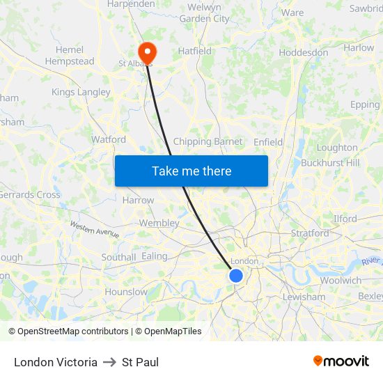 London Victoria to St Paul map