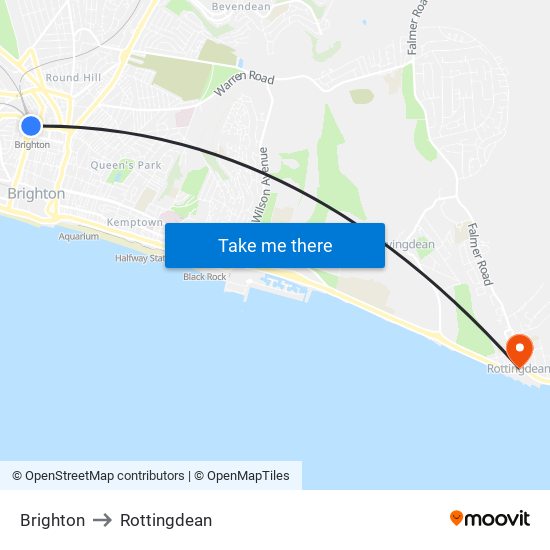 Brighton to Rottingdean map