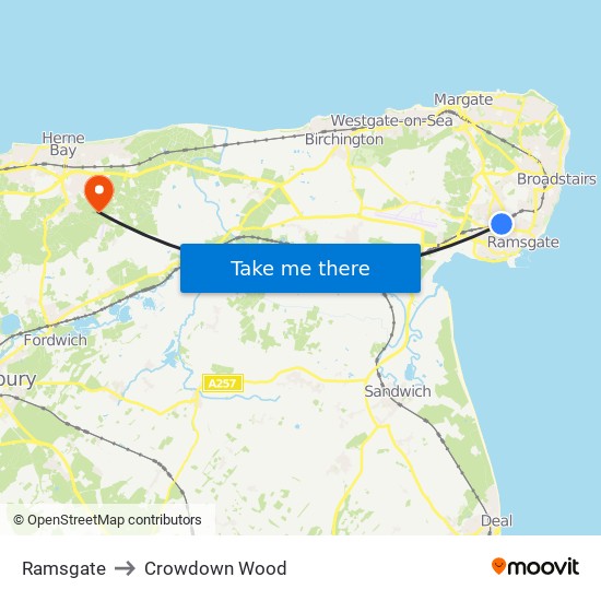 Ramsgate to Crowdown Wood map