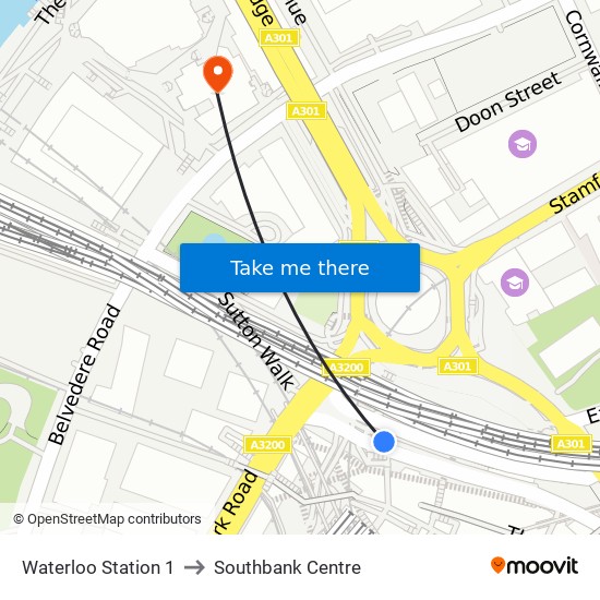 Waterloo Station 1, Waterloo to Southbank Centre map