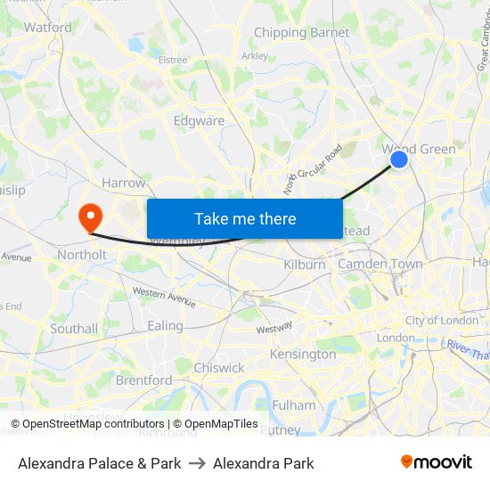 Alexandra Palace & Park to Alexandra Park map