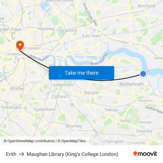 Erith to Maughan Library (King's College London) map