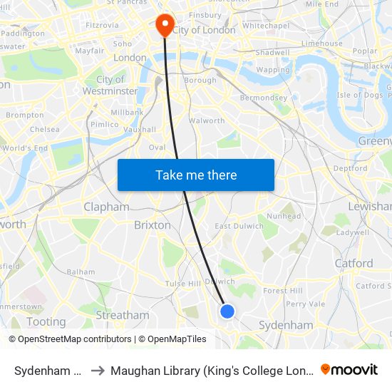 Sydenham Hill to Maughan Library (King's College London) map