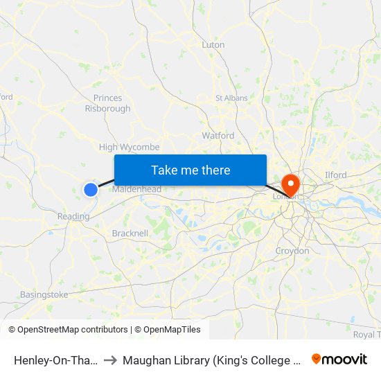 Henley-On-Thames to Maughan Library (King's College London) map