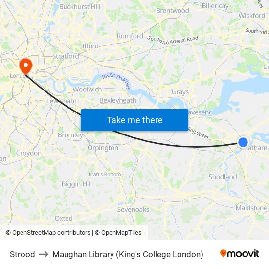 Strood to Maughan Library (King's College London) map